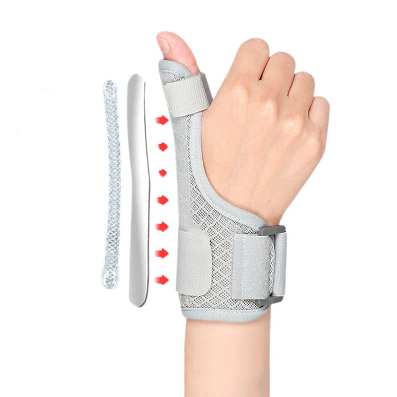 QCHOMEE Thumb Splint Brace Wrist Stabilizer for Arthritis Sprained Trigger Thumb Carpal Tunnel Trigger Thumb Finger Splint Stabilizer Wrist Guard Wrist Pain Relief, Fits Right and Left Hand (Grey)